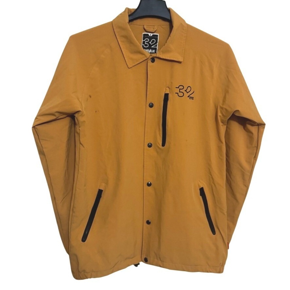 32 ThirtyTwo Snowboarding Jacket Repel Mens Medium Yellow Button‎ Up Collared